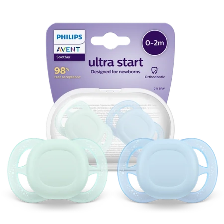 Philips Avent Ultra Start smoczek ortodontyczny, 0-2 m, 2 szt.