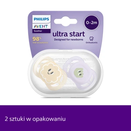 Philips Avent Ultra Start smoczek ortodontyczny, 0-2 m, 2 szt.