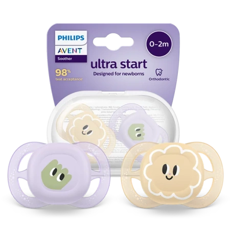 Philips Avent Ultra Start smoczek ortodontyczny, 0-2 m, 2 szt.