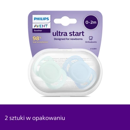 Philips Avent Ultra Start smoczek ortodontyczny, 0-2 m, 2 szt.