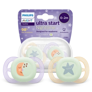 Philips Avent Ultra Start smoczek świecący w ciemności, 2 szt.